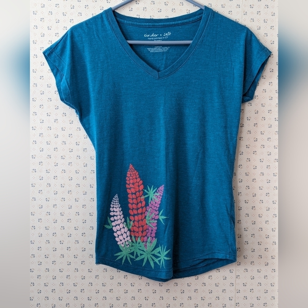 🩵 Cinder and Salt cap sleeves lupines design Coastal Maine Botanical Gardens S